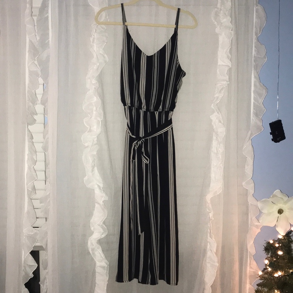 Black and white stripe romper